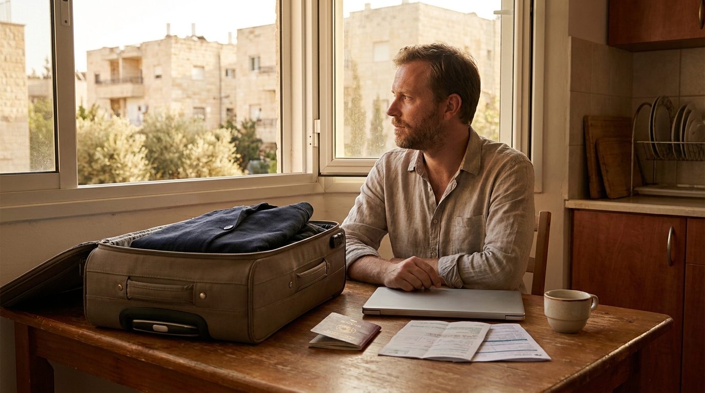 החזר מס לשכירים שעבדו בחו"ל: עובד שחזר מחו"ל בודק תלושי שכר וטפסי מס
